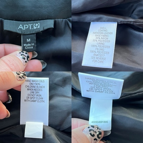 Apt. 9 Women Medium Black Faux Leather Full Zip Quilted Moto Jacket 400954691895 - Picture 3 of 16